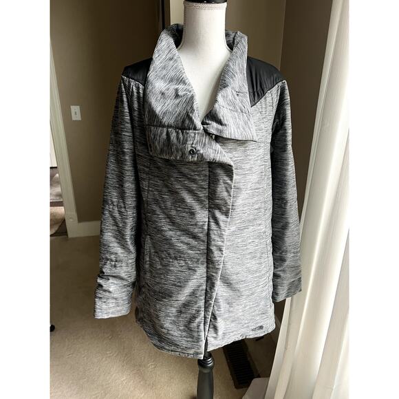 The North Face Long Pseudio Cowlneck Full Zip gray Puffer Jacket Size L - Picture 2 of 7